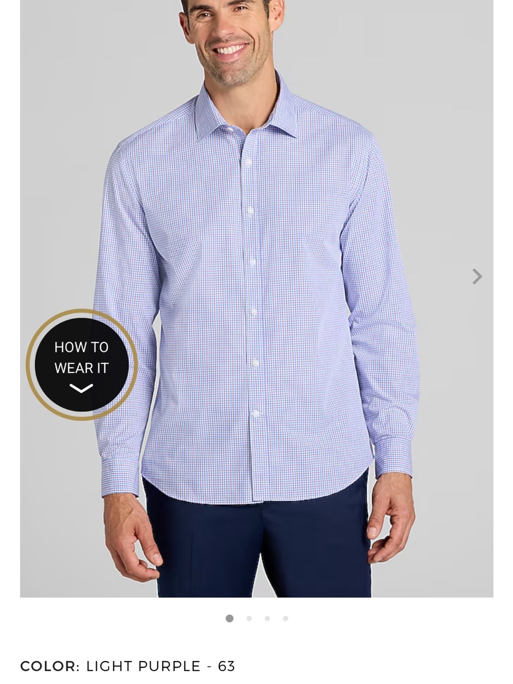 Joseph Bank 2995 Light Blue Gingham Men's Dress Shirt - Classic Long Sleeve